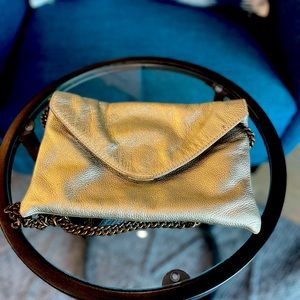 Gold Leather Clutch with Chain Strap - J. Crew